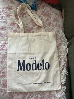 Modelo Cerveza Cream Canvas Tote with Navy Logo